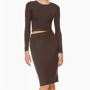 Babaton by Aritzia Womens Contour Brown Pencil Skirt sz Medium